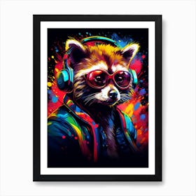 A Dj Raccoon Vibrant Paint Splashot 3 Art Print