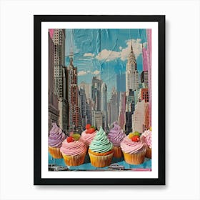 Kitsch New York Cupcake Collage 2 Art Print