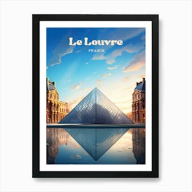 Louvre Museum France Vibrant Travel Illustration Art Print