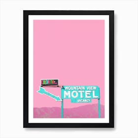 Vintage Mountain View Motel Sign In Southern California Art Print