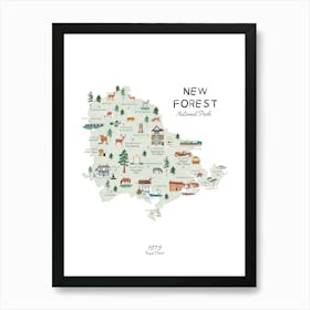 New Forest National Park Map Art Print