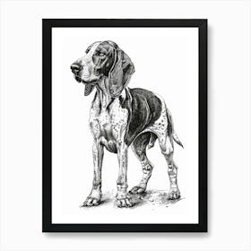 English Foxhound Dog Line Sketch 3 Art Print