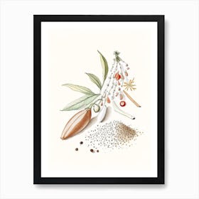 White Pepper Spices And Herbs Pencil Illustration Art Print