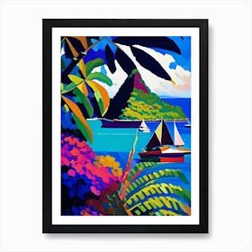 Nuku Hiva French Polynesia Colourful Painting Tropical Destination Art Print