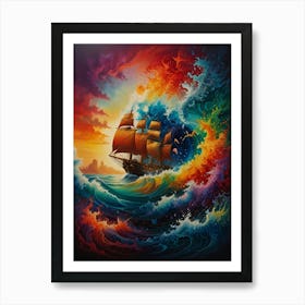 Ship In The Sea Art Print