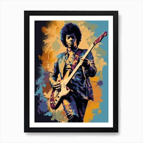 Jimi Hendrix Retro Portrait 3 Póster