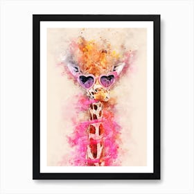 Giraffe In Sunglasses Art Print