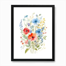 Watercolor Flowers Bouquet Art Print