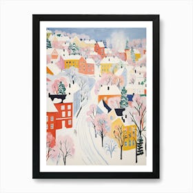 Winter Snow Oslo   Norway Snow Illustration Art Print