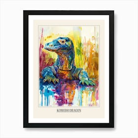 Komodo Dragon Colourful Watercolour 1 Poster Art Print