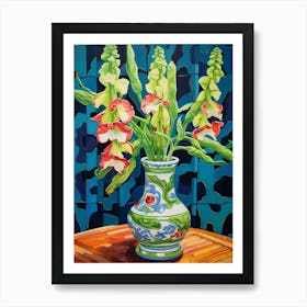 Flowers In A Vase Still Life Painting Snapdragon 1 Art Print