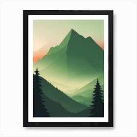 Misty Mountains Vertical Composition In Green Tone 11 Art Print