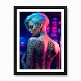 Sexy Girl with Tattoos on her Back Art Print