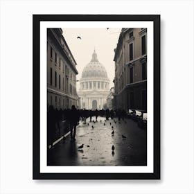 Rome, Black And White Analogue Photograph 1 Art Print