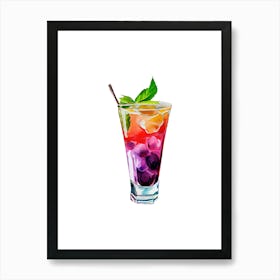 Watercolor Cocktail Isolated On White Art Print