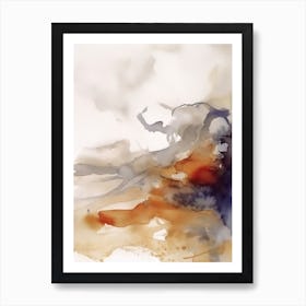 Watercolour Abstract Burnt Orange 7 Art Print