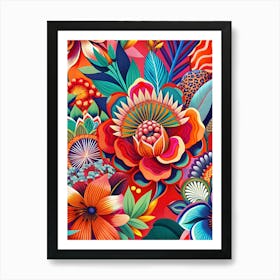 Colorful Floral Pattern 1 Art Print