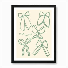 Green Little Bows French Print Art Print