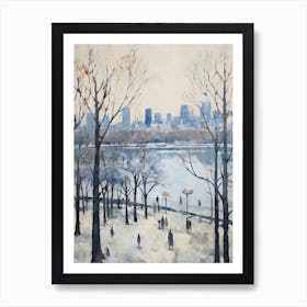 Winter City Park Painting Odaiba Seaside Park Tokyo 4 Art Print