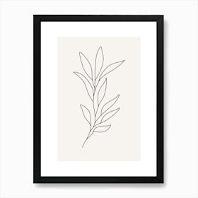 Line Drawing Of A Leaf Monoline Asthetic Mnimalist Drawing Art Print