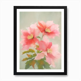 Poinsettia Flowers Acrylic Painting In Pastel Colours 3 Art Print