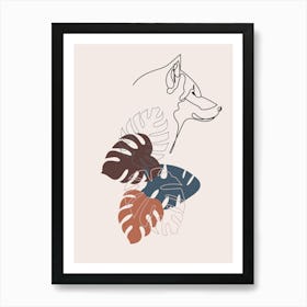 Dog With Leaves Art Print