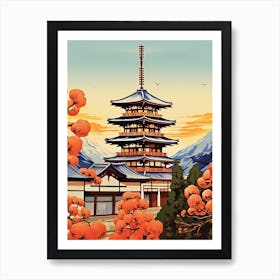 Takayama Old Town, Japan Vintage Travel Art 4 Art Print