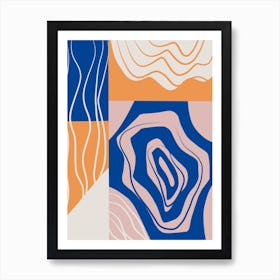 Abstract Collage In Blue And Orange Art Print