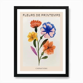 Spring Floral French Poster  Carnations 1 Art Print