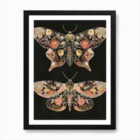 Dark Butterflies William Morris Style 7 Art Print