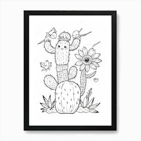 Cactus Coloring Page Art Print
