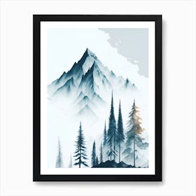 Mountain And Forest In Minimalist Watercolor Vertical Composition 262 Art Print