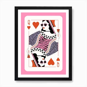 Queen Of Hearts - Roses Red Pink Purple Leopard Art Print