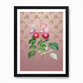 Vintage Seven Sister's Rose Botanical on Dusty Pink Pattern n.2545 Art Print