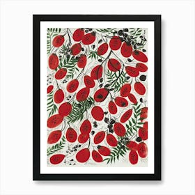 Red Kiwi Fruit Drawing 1 Art Print