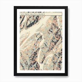 Les Trois Vallees France Hillshade Map Art Print