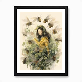 Queen Bee Beehive Watercolour Illustration 3 Art Print