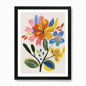 Painted Florals Peacock Flower 4 Art Print