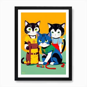 Three Cats Art Print