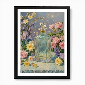 Floral Perfume Bottle Art Print