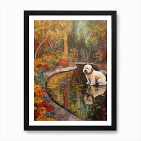 Painting Of A Dog In Descanso Gardens, Usa In The Style Of Gustav Klimt 04 Art Print