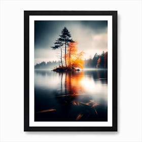 Autumn Trees In A Lake Art Print