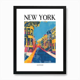 Sunnyside New York Colourful Silkscreen Illustration 1 Poster Art Print