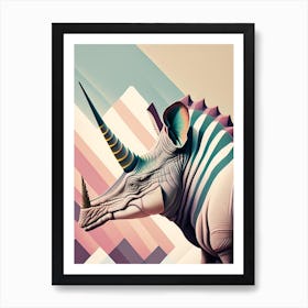Chasmosaurus Pastel Dinosaur Art Print