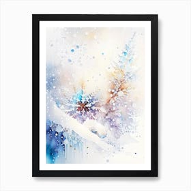 Falling, Snowflakes, Storybook Watercolours 4 Art Print