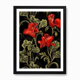 Cyclamen 4 William Morris Style Winter Florals Art Print