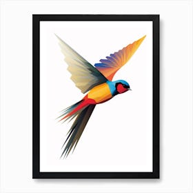 Colourful Geometric Bird Swallow 2 Art Print