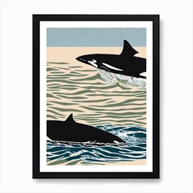 Orca (Killer Whale) II Linocut Art Print