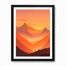 Misty Mountains Vertical Composition In Orange Tone 299 Art Print