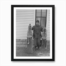 Roy Merriott, Farmer, Holding Foxes Which He Has Killed On His Farm, Near Estherville, Iowa By Russell Lee Art Print